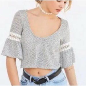 Urban Outfitter Kimchi Blue Crochet Top Bell Sleeves